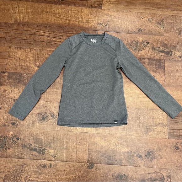 REI coop gray striped long sleeve shirt Sz medium 10/12 unisex boy girl - Picture 1 of 5